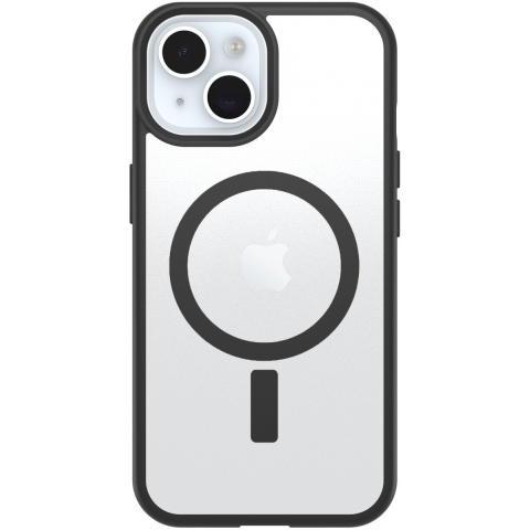 Otterbox React Backcover Apple iPhone 13, iPhone 14, iPhone 15, iPhone 16e Transparant, Zwart Inductieve lading, MagSafe compatible, Stootbestendig