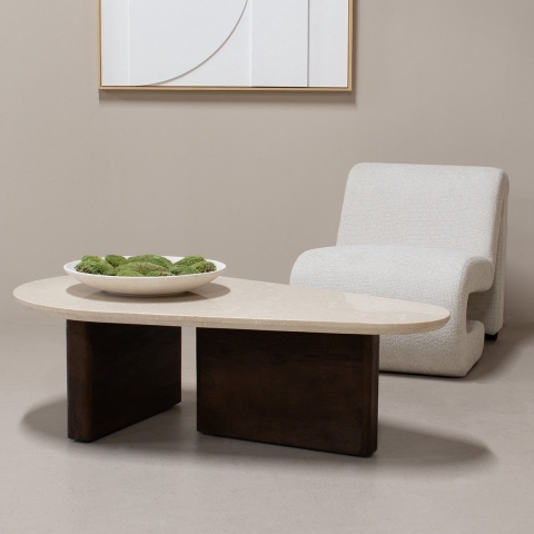 Giga Meubel - Salontafel Marmer Donkerbruin - 120x70x38cm - Ayla