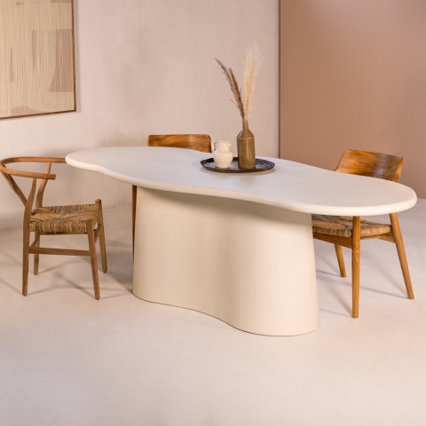 Giga Meubel - Eettafel Organisch 180cm - Beige Beton - Jessie