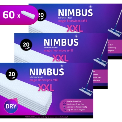 3x NIMBUS Magic Vloerdoekjes Navulling XXL 20 stuks