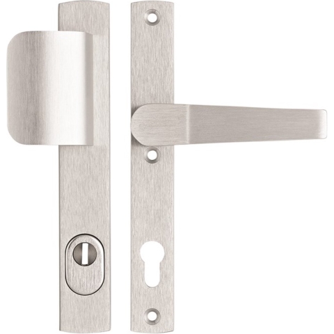 Veiligheidsbeslag Premium smal D-duwer+kruk Arrow PC92 anti-kerntrek/omkeerbaar/242X38x15/alu. gesl. F1/SKG3