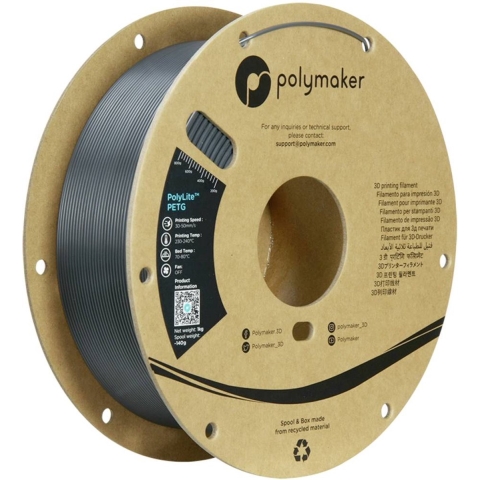 Polymaker PB01056 Filament PETG Hittebestendig, Hoge treksterkte 1.75 mm 1000 g Donkergrijs PolyLite™ 1 stuk(s)