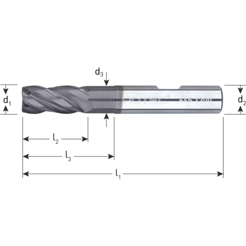 Rotec VHM Vario-Frees, vrijgeslepen, ø8 - Silver-Line / ø8x19x63xø8mm Z=4 / kort - 6450800