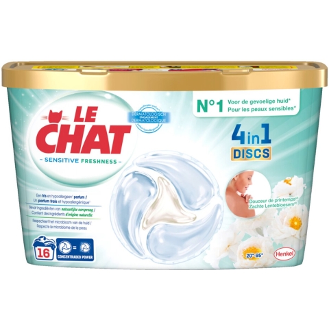 8x Le Chat Wascapsules Sensitive Zachte Lentebloesem 16 wasbeurten 16 stuks