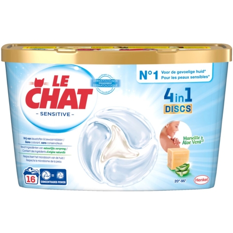 8x Le Chat Wascapsules Sensitive 16 wasbeurten 16 stuks
