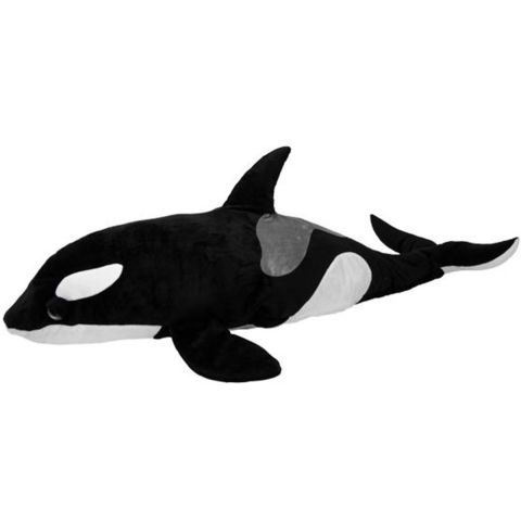 Nature Planet Knuffeldier orka - zachte pluche stof - veel details - zwart/wit - 90 cm -
