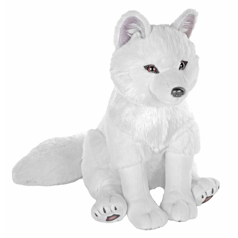 Wild Republic poolvos knuffel - knuffeldier - pluche - wit - 30 cm - zittend - vossen -