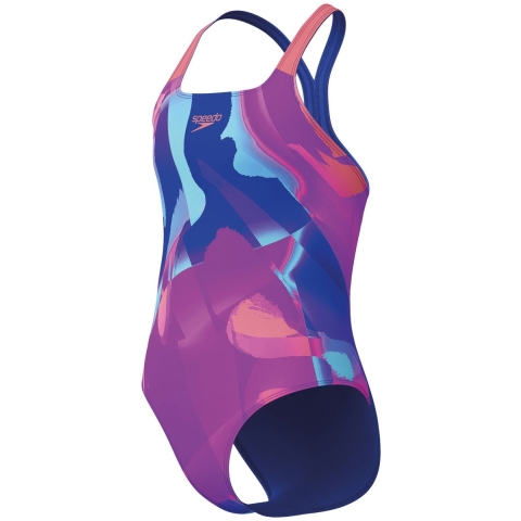 Speedo Zwempak - Digitale Allover Powerback - Roze - Speedo - 9-10 jaar (134-140) - Badmode