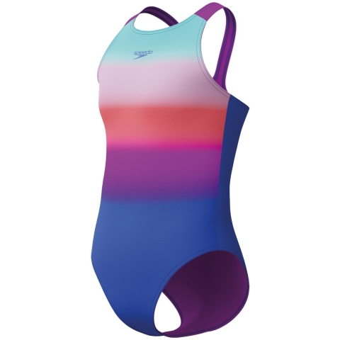 Speedo Zwempak - Gedrukte Pulseback - Blauw m. Strepen - Speedo - 13-14 jaar (158-164) - Badmode