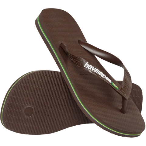 Havaianas Brasil Logo - Mørkebrun/Hvid - Str. 45/46