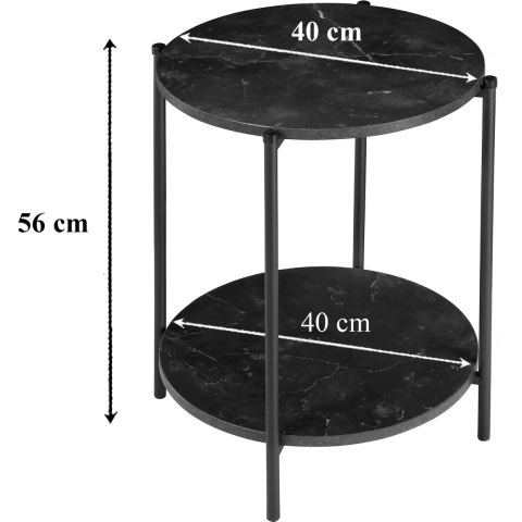 Calicosy - Bijzettafel met Zwart Marmer Effect - Ø40 cm
