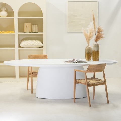 Giga Meubel - Eettafel Ovaal 300cm - Wit Betonlook - Myrna