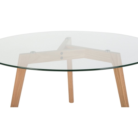 Beliani - MINNESOTA - Salontafel - Lichte houtkleur - Glas