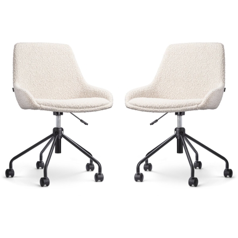 Nolon Nout-Isa Bureaustoelen Set van 2 - Bouclé Beige - Zwart