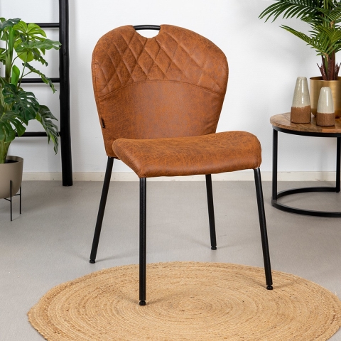 Bronx71 Stapelbare eetkamerstoel Fay eco-leer cognac