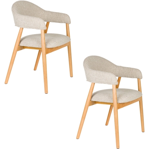 Housecraft Indy Eetkamerstoel Licht Bruin| Beige - Set van 2