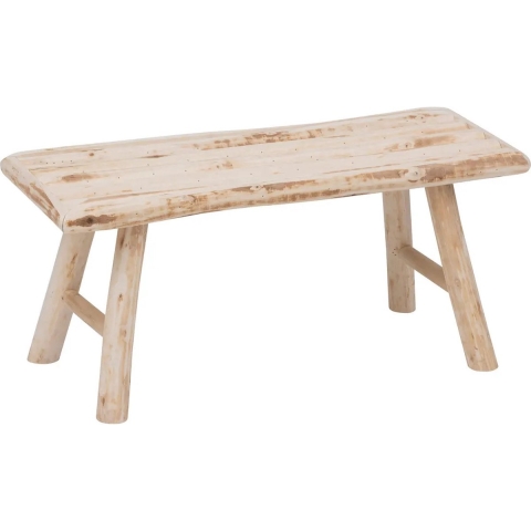 Atmosphera zit krukje/bijzet bankje - hout - houtkleur - L70 x B26 x H31 cm -
