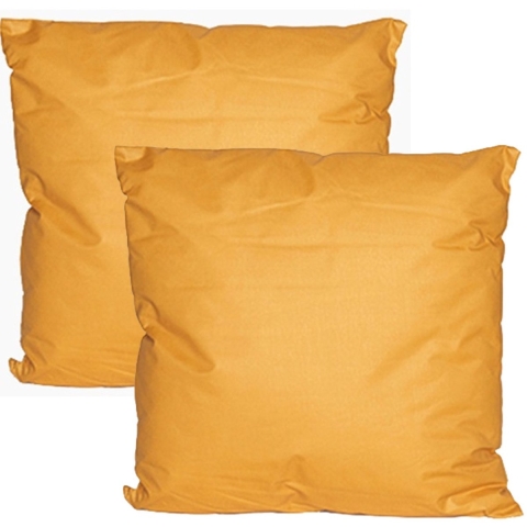 Buiten of tuin sier kussens - 2x - okergeel - 60 x 60 cm - binnen/buiten - tuinbank -