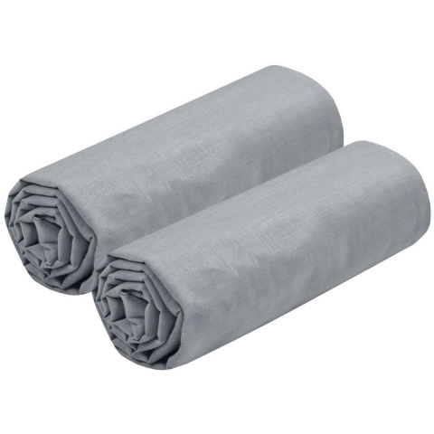 Hoeslaken Eden - 2x - 2-persoons - 180 x 200 cm - lichtgrijs - hotelkwaliteit - katoen - 30 cm dikte -