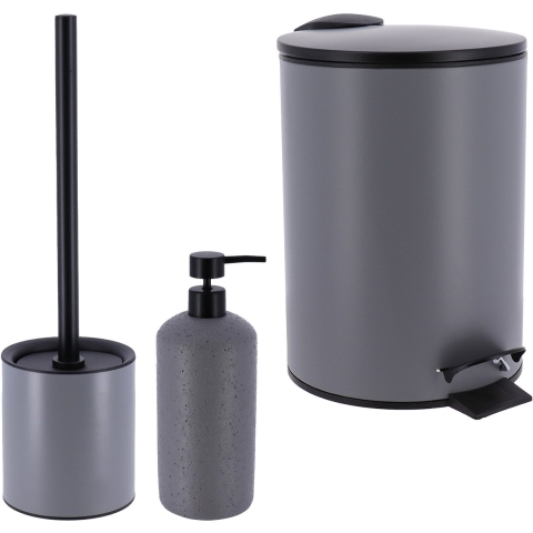 Tendance Badkamer accessoires set - 3-delig - Urban Stone - grijs -