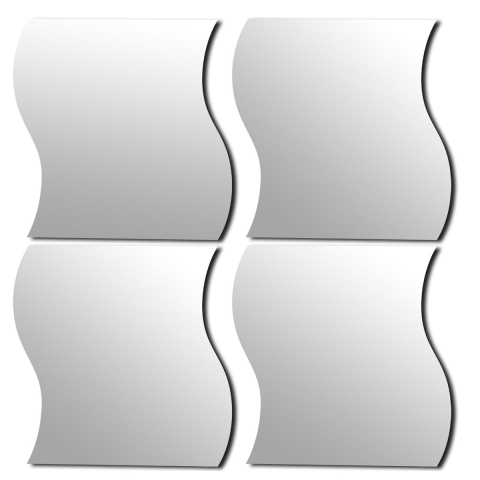 Plak spiegel tegels - 20x stuks - glas - zelfklevend - 28 x 30 cm - curves -