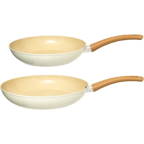 Koekenpannen set Harmony - Alle warmtebronnen - Beige - Dia 24/28 cm - handvat bakeliet - aluminium -