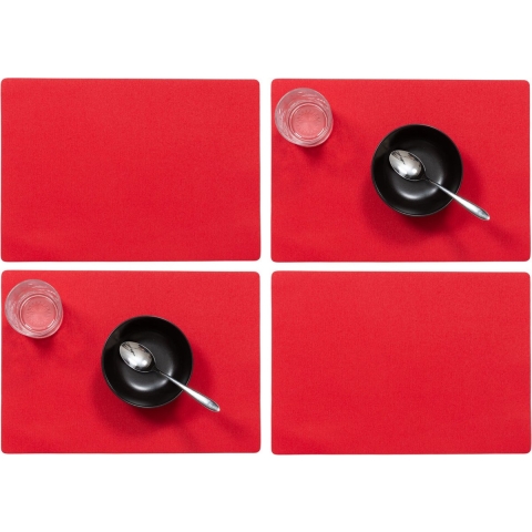 Wicotex luxe Placemats Plain - Set van 10x stuks - rood - 43 x 30 cm - Met anti slip laag - Teflon c -