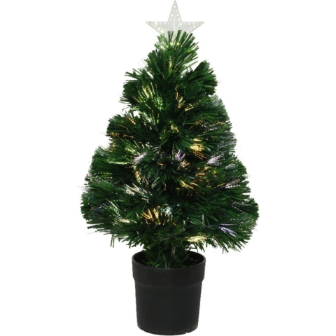 Fiber optic kerstboom/kunst kerstboom met verlichting en ster piek 60 cm -