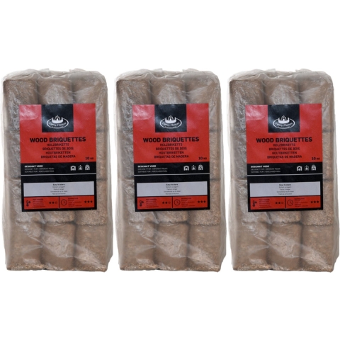 Houtbriketten - 3x - 10 kilo - kachel/openhaard - geperste briketten -