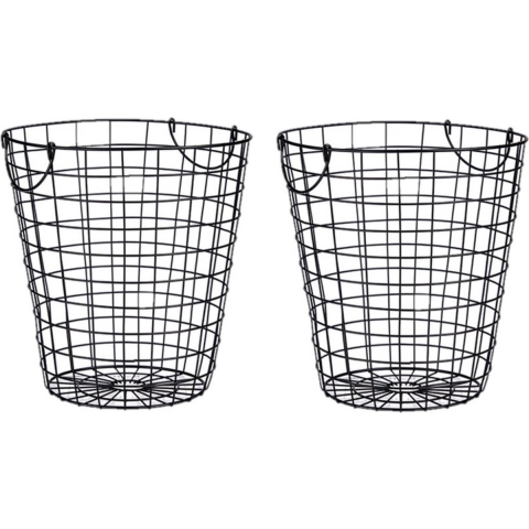 2x stuks draadmanden/wasmanden metaal zwart 30 x 30 cm -