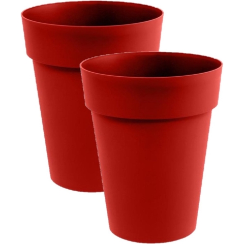 2x stuks eda toscane bloempot - kunststof - rood - d44 x h53 cm - binnen- en buitenshuis -