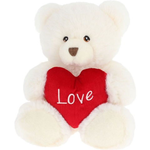 Keeleco Knuffel Beer met Hart 30 cm Wit
