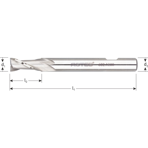 Rotec HSS-E Spiebaanfrees, ongecoat, ø8 - ø8x19x88xø8mm Z=2 / DIN 844-B / lang - 6020800