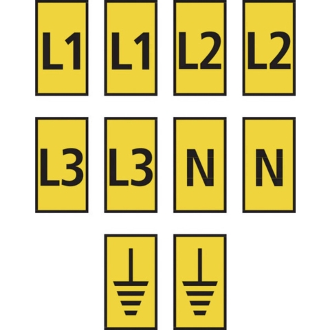 HellermannTyton WIC2-L1,L2,L3,N,Earth-PA66-YE (1000) Markeerclip Opdruk Erde 561-02303