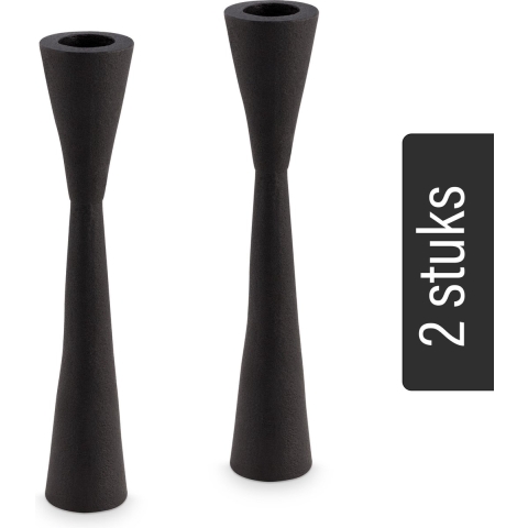 vtwonen Kandelaars - 2 Stuks - Metaal - Zwart - Hoogte 20cm