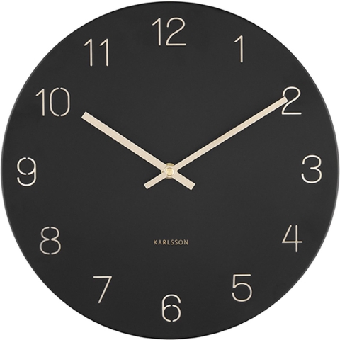 Karlsson - Wandklok Charm - Gegraveerde nummers - Zwart - Ø35cm