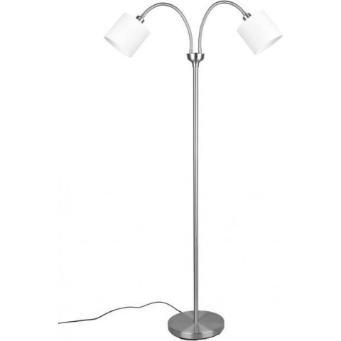 Trio Leuchten Tommy - Vloerlamp 2x E14 - Nikkel Mat - Wit
