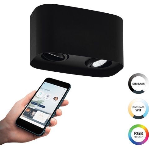 EGLO connect.z Caminales-Z Smart Plafondlamp - 24 cm - Zwart - RGB