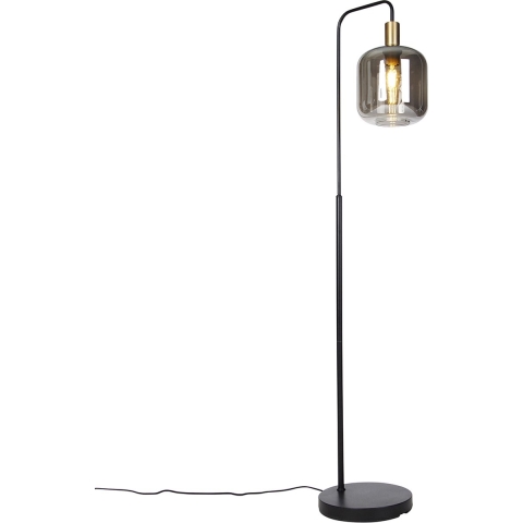 QAZQA Smart vloerlamp zwart met goud en smoke glas incl. Wifi A60 -