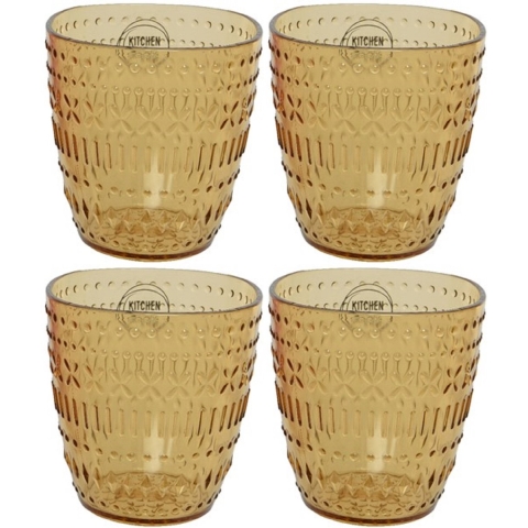 Set van 12x stuks kunststof bekers geel 200 ml -