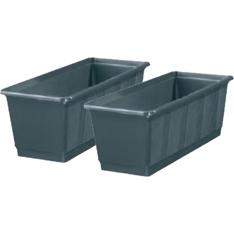 Plantenbak/bloembak - Set van 5x stuks - donkergrijs - rechthoekig - 60 x 17,5 x 14,5 cm -