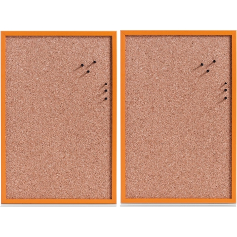 Prikbord incl. punaises - 2x - 40 x 60 cm - oranje - kurk -