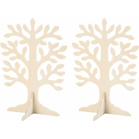 Houten decoratie boompje - Set van 8x stuks - 30 x 21,5 cm - knutselen - geldboom/wensboom - triplex -