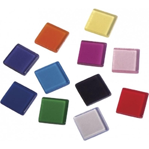 Mozaiek steentjes/tegeltjes - 1025x stuks - kleuren mix - 1 x 1 cm - Mozaieken maken - Kunststof -
