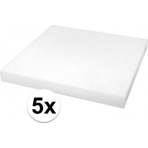 Knutsel piepschuim - 5x - plaat - vierkant - 40 x 40 x 4 cm - hobby materiaal -