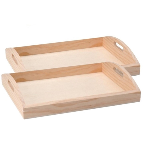 Set van 2x stuks houten dienbladen 37 cm -
