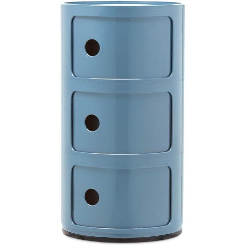 Kartell Componibili Kast Nachtkastje Large (3 Comp.)Ø32 Azuurblauw
