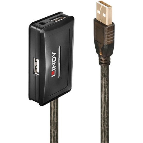 LINDY USB-kabel USB 2.0 USB-A stekker, USB-A bus, USB-A bus, USB-A bus, USB-A bus 10.00 m Grijs 42635