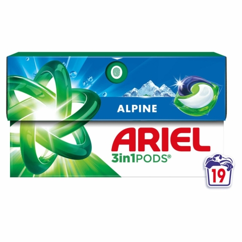 4x Ariel 3in1 Wasmiddel Pods Alpine 19 stuks