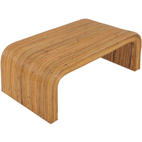 sweeek - Rechthoekige salontafel in natuurlijk rotan, 110cm